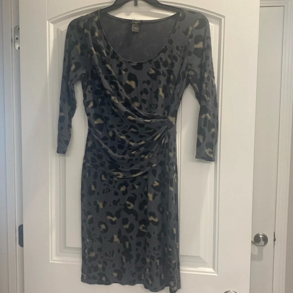 Ann Taylor size small stretchy animal print sheath dress with faux wrap